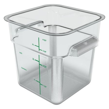 Carlisle Foodservice Squares Polycarbonate Food Storage Container, 4 qt, 7.13 x 7.13 x 7.29, Clear, Plastic 1195107